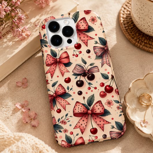 linten en kersenpatroon Case-Mate iPhone case
