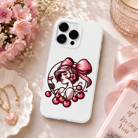 linten en kersenpatroon Case-Mate iPhone case
