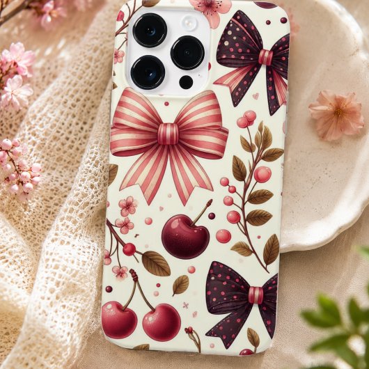 linten en kersenpatroon Case-Mate iPhone case