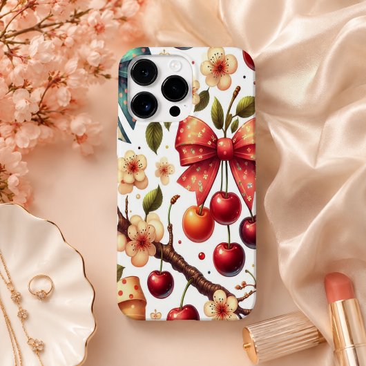 linten en kersenpatroon  Case-Mate iPhone case