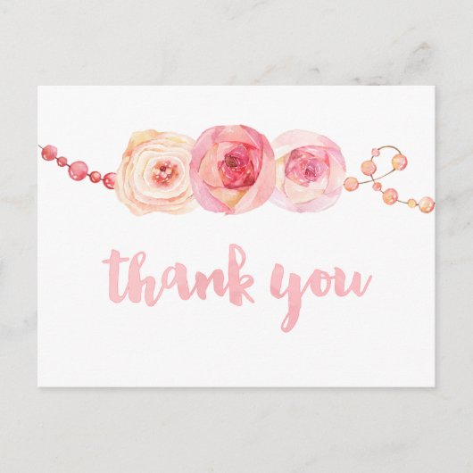 Linten en parels dank je kaart, lief dank je briefkaart (Voorkant)