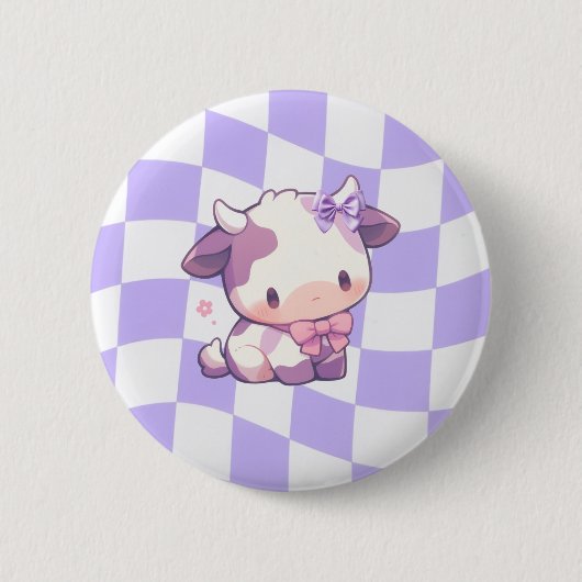 Linten en stier-badge ronde button 5,7 cm (Voorkant)