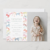Linten en strikken Foto Meisjes Verjaardagsfeest Kaart (Voorkant)