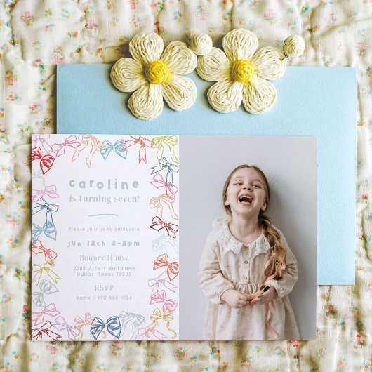 Linten en strikken Foto Meisjes Verjaardagsfeest Kaart