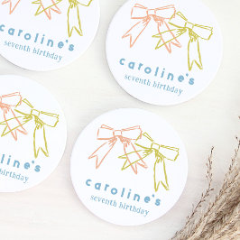 Linten en strikken Meisjes Verjaardagsfeestje Wate Ronde Kartonnen Onderzetter