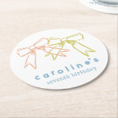 Linten en strikken Meisjes Verjaardagsfeestje Wate Ronde Kartonnen Onderzetter (Gebogen)