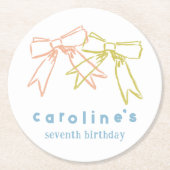 Linten en strikken Meisjes Verjaardagsfeestje Wate Ronde Kartonnen Onderzetter (Voorkant)