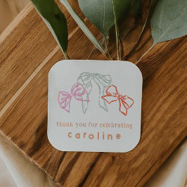 Linten en strikken Verjaardag Dank u Favor Vierkante Sticker