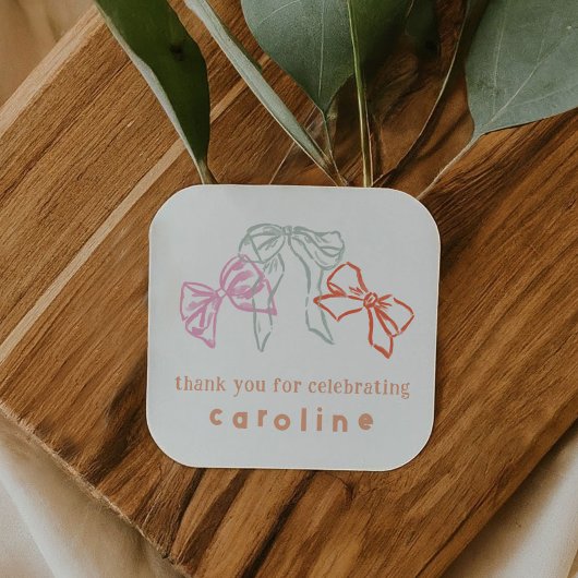 Linten en strikken Verjaardag Dank u Favor Vierkante Sticker