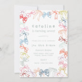 Linten en strikken Waterverf Meisjes Verjaardagsfe Kaart (Voorkant)