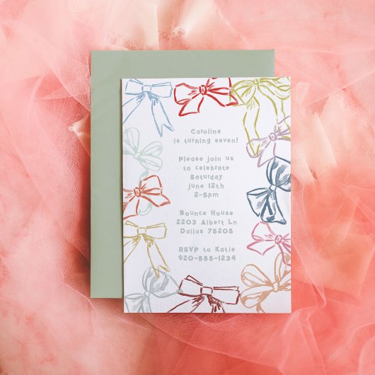 Linten en strikken Waterverf Meisjes Verjaardagsfe Kaart