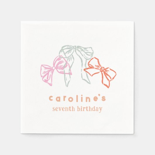 Linten en strikken Waterverf Meisjes Verjaardagsfe Servet (Voorkant)