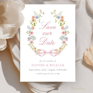 Linten en Wilde Bloemen Bewaar de Datum Kaart