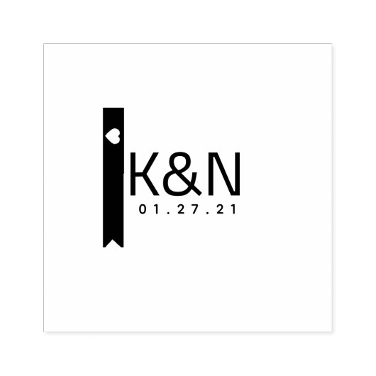 Linten Hart Decor Initiaal Logo Trouwstempel Rubberstempel (Afrduk)