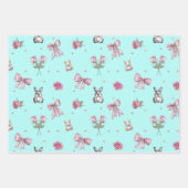 Linten, Konijntjes en Bloemen Inpakpapier Vel (Voorkant 3)