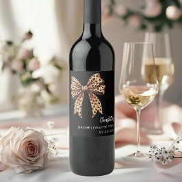 Linten luipaardprint zwart vrijgezellenfeest wijn etiket