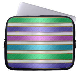 Linten met meerdere kleuren strepen in roze blauw  laptop sleeve
