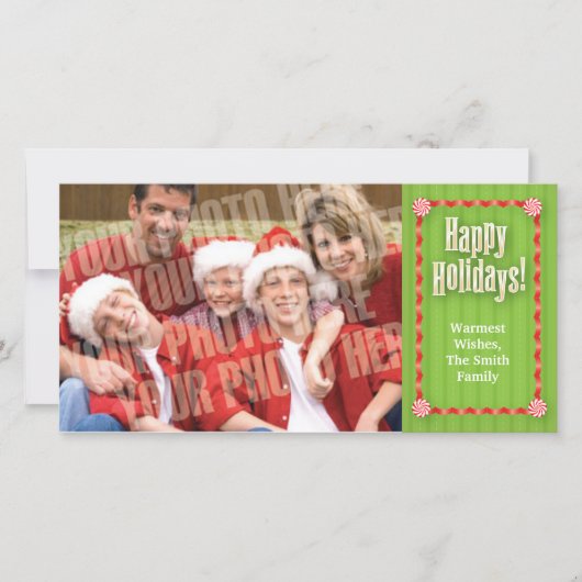 Linten & snoep enige foto feestdagenkaart (Voorkant)