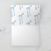 Linten Strik | Blauwe en Witte Bruidsdouche   Bedankkaart (Binnen)