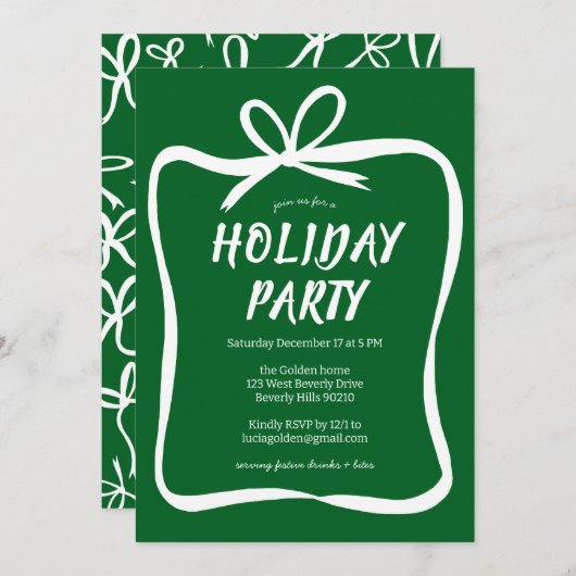 Linten Strik Kader Vakantie Kerstfeest Feest Aange Kaart (Voorkant / Achterkant)