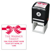 Linten strik Kerst naam retouradres #2 Zelfinktende Stempel (In situ)