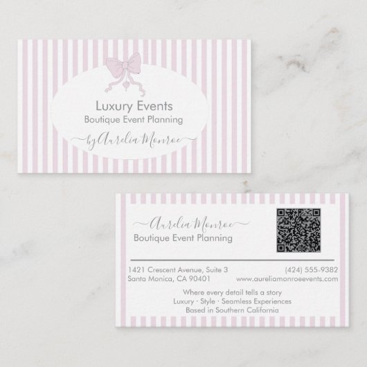 Linten Strik Roze Boutique Visitekaartje (Voorkant / Achterkant)