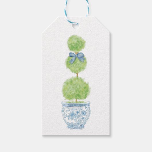 Linten strik topiaire cadeaubijgaande chinoiserie cadeaulabel (Voorkant)