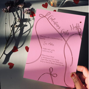 Linten Strikken – Moderne Galentine's meidenavond Kaart