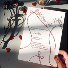 Linten Strikken – Moderne Galentine's meidenavond Kaart