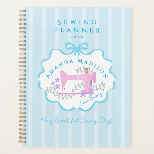 Linten strikken naaien blauw wit planner (Voorkant)