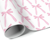 Linten strikken patroon in roze voor baby meisjes cadeaupapier (Rol Hoek)