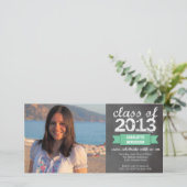 Lintgroene lintbanner schoolbord foto afstuderen aankondiging (Staand voorkant)