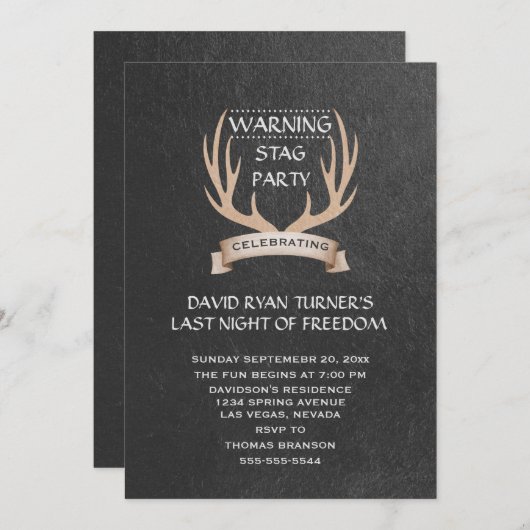 Lintige herten geweien lint krijt herten feest uit kaart (Voorkant / Achterkant)