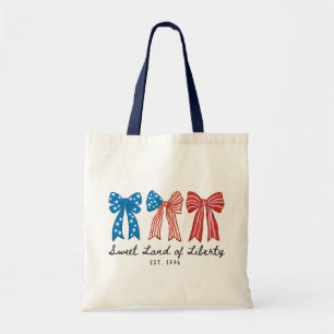 Lintje met patriottische strik voor 4 juli tote bag