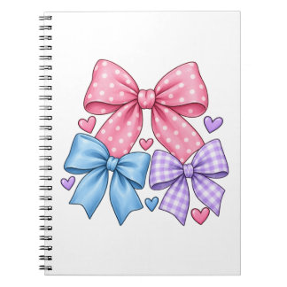 Lintje met strik patroon – Roze blauw & paarse str Notitieboek