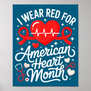 Lintje Rode Amerikaanse Hartziekte Bewustzijnsmaan Poster