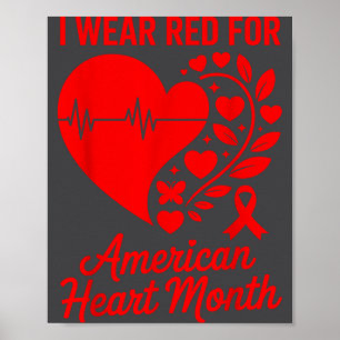Lintje Rode Amerikaanse Hartziekte Bewustzijnsmaan Poster