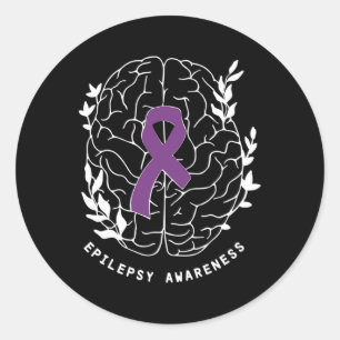 Lintje voor epilepsiebewustzijn Paars Epilepsie He Ronde Sticker