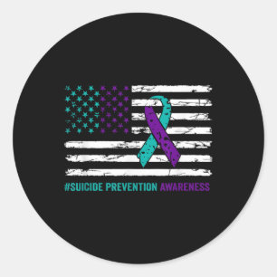 Lintje voor Suïcidepreventie-bewustzijnsmaand VS A Ronde Sticker