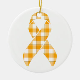 Lintjesbewustzijn geruit oranje lint keramisch ornament