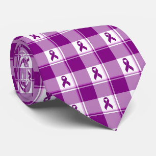Lintkanker Bewustzijns Plaid Paarse Lint Stropdas