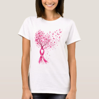 Lintkanker Bewustzijnslint Boom Hart Bloesem T-shirt