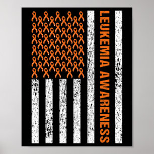 Lintkanker bewustzijnslint Oranje Leukemie Amer Poster