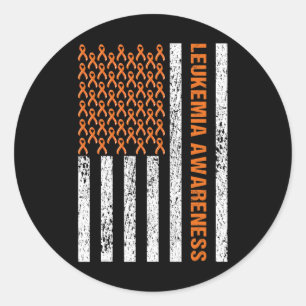 Lintkanker bewustzijnslint Oranje Leukemie Amer Ronde Sticker