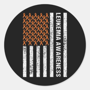 Lintkanker bewustzijnslint Oranje Leukemie Vlag Ronde Sticker