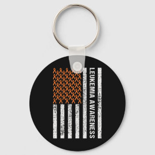Lintkanker bewustzijnslint Oranje Leukemie Vlag Sleutelhanger