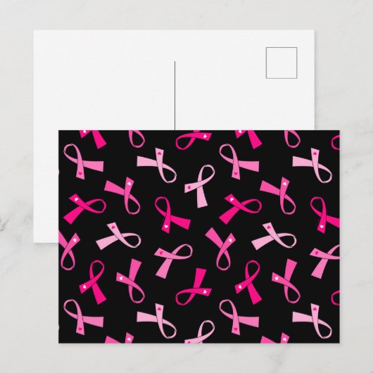 lintpatroon met multiroze borstkanker briefkaart (Voorkant / Achterkant)