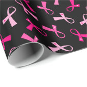 lintpatroon met multiroze borstkanker cadeaupapier (Rol Hoek)
