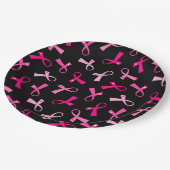  lintpatroon met multiroze borstkanker papieren bordje (Gekanteld)