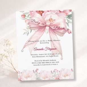 Lintroze bloemen bloeiend meisje Baby Shower uitno